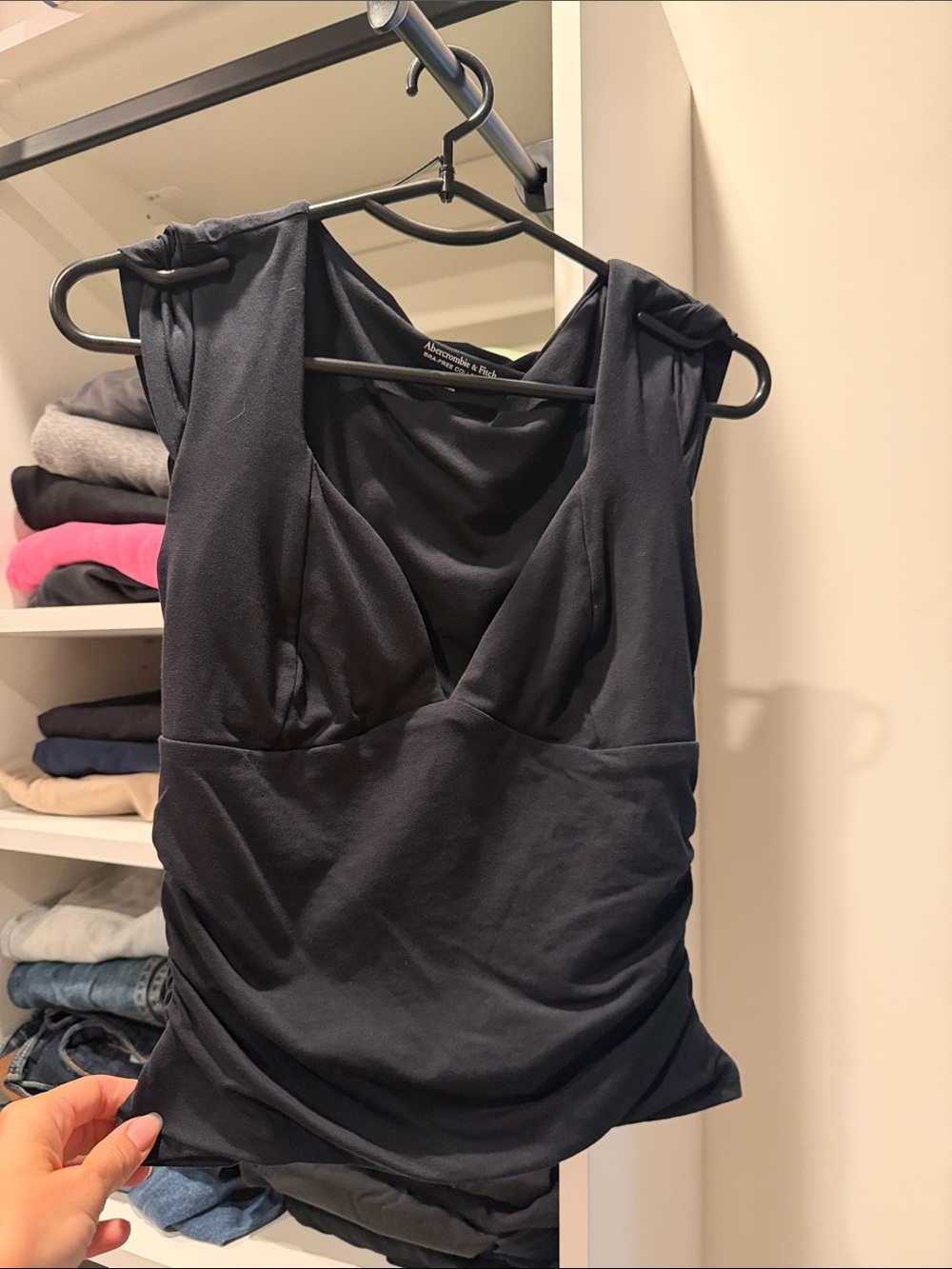 Abercrombie & Fitch Black Ruched V-Neck Camisole